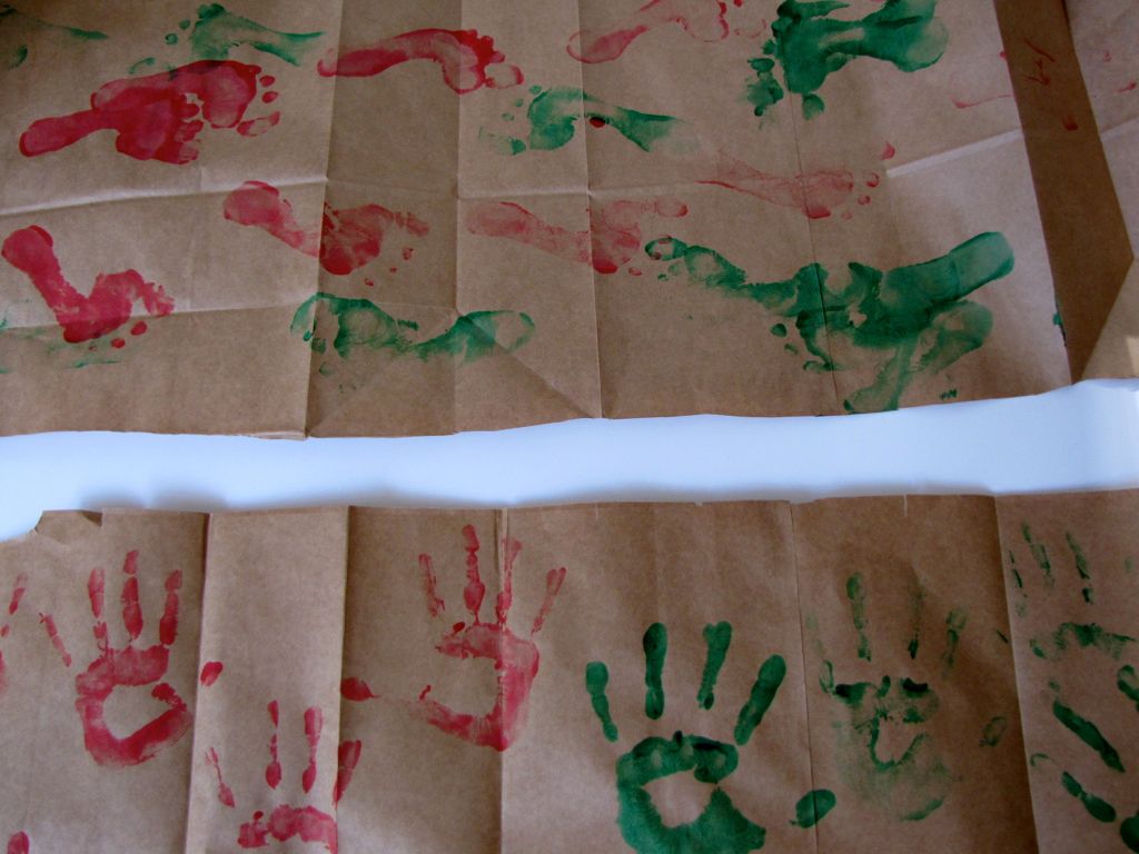 Kid-made Wrapping Paper Ideas - Fun Handprint Art